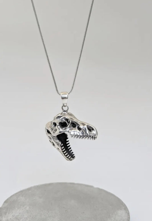 Colgante Calavera de T-Rex 3D – Joyería de Dinosaurio en Plata 925
