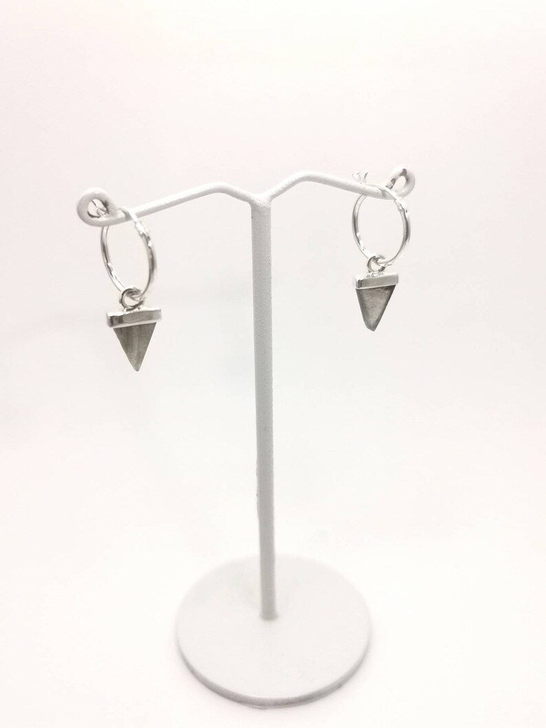 Aros Aro de Plata 925 con Piedra Luna Arcoíris Natural