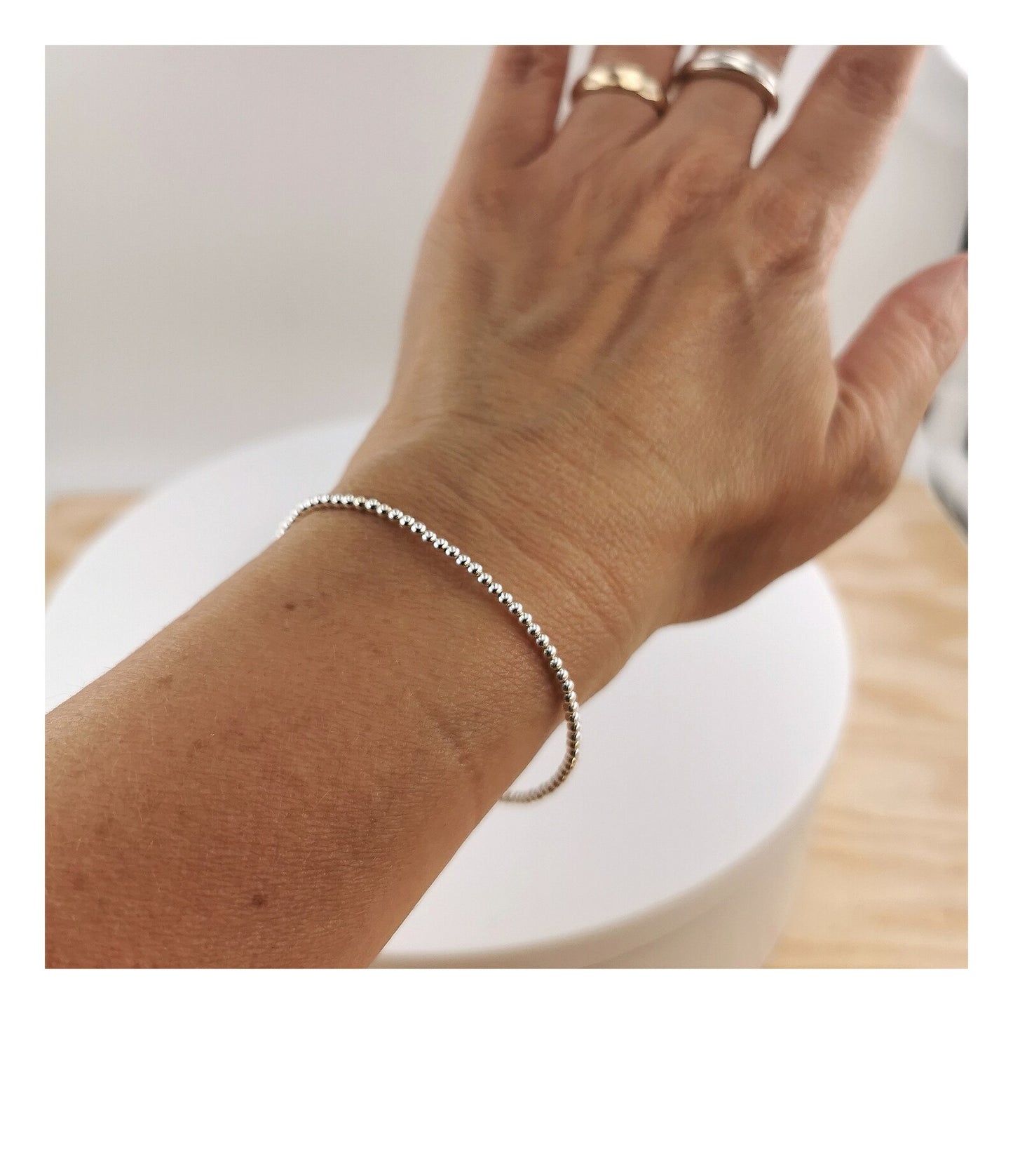 Pulsera de Cuentas Redondas en Plata 925