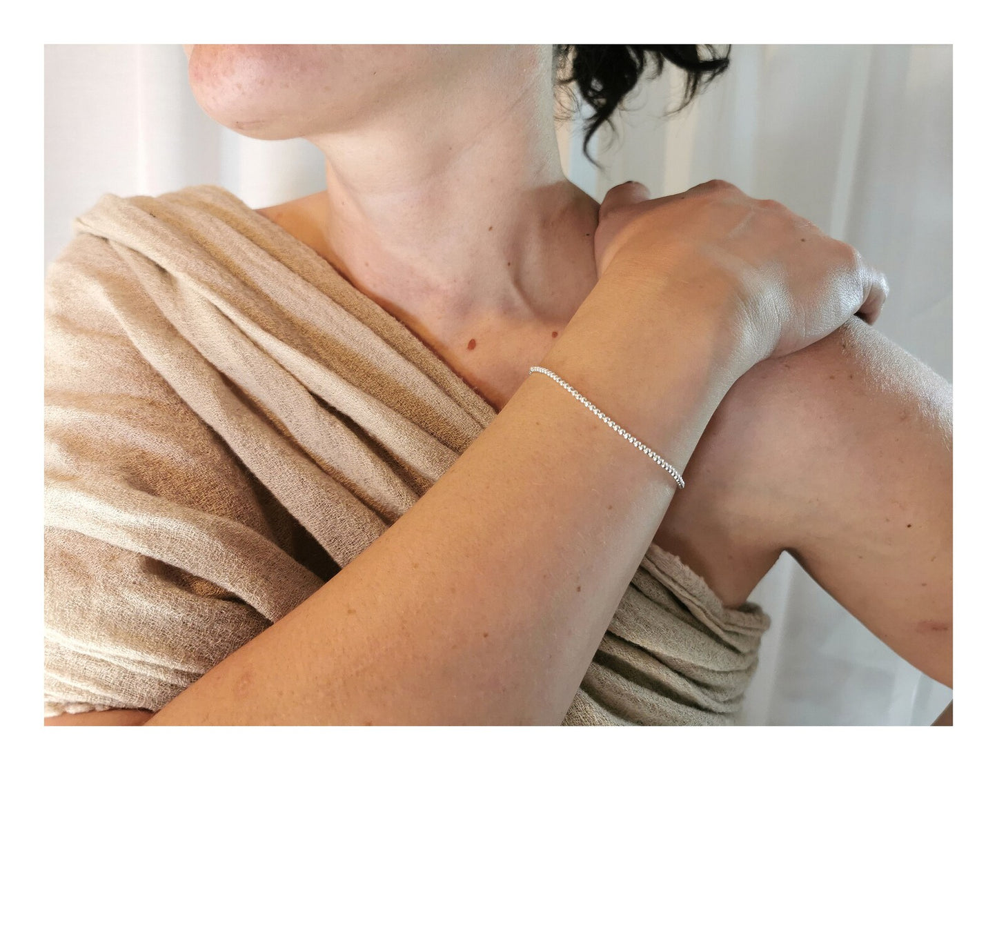 Pulsera de Cuentas Redondas en Plata 925