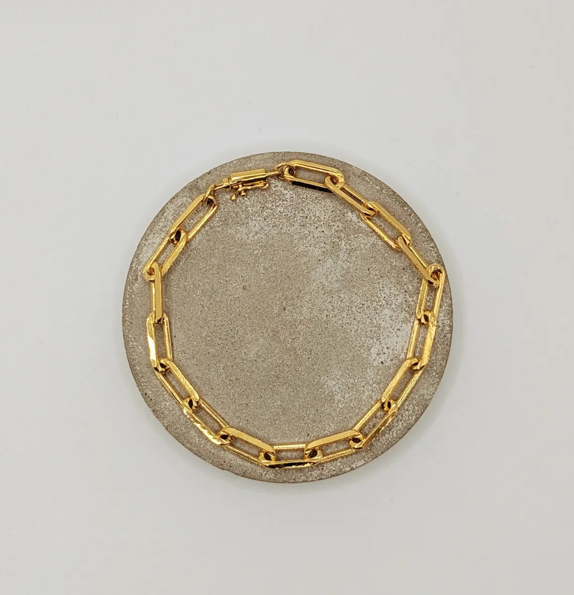 Pulsera Cadena Rectangular Bañada Oro Dorado 22 Cm