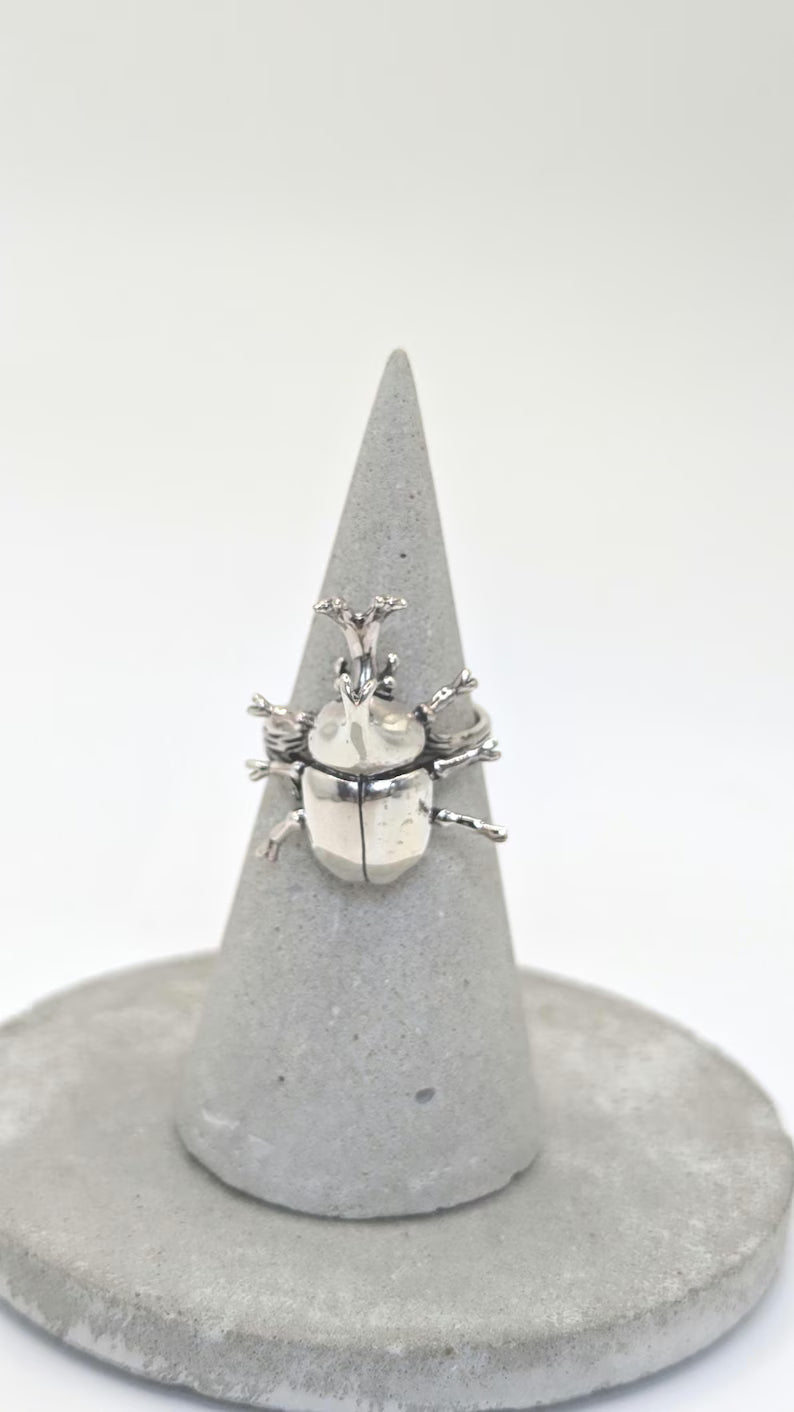 Anillo Escarabajo Rinoceronte en Plata 925