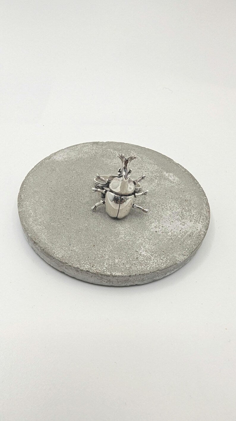 Anillo Escarabajo Rinoceronte en Plata 925