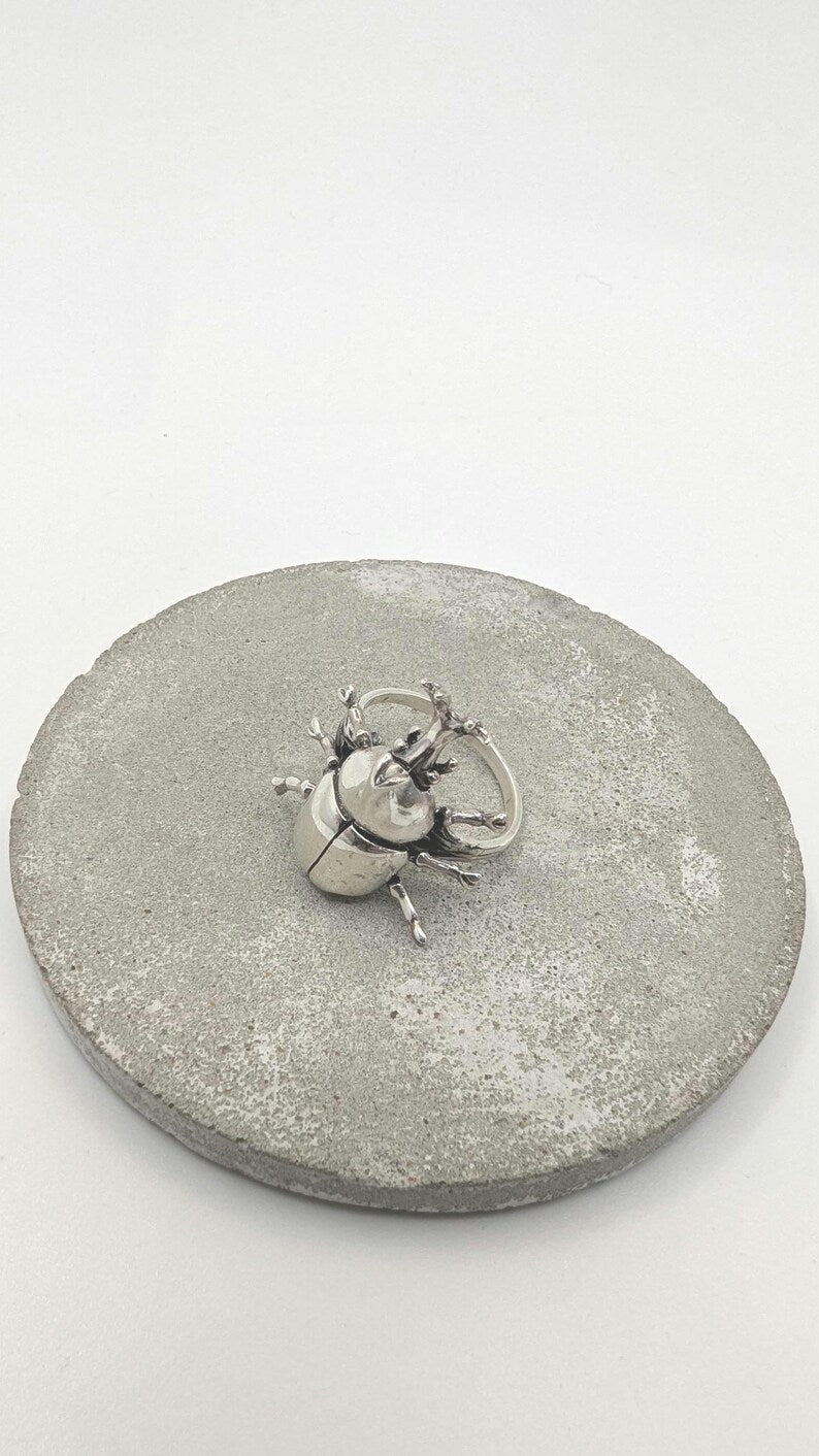 Anillo Escarabajo Rinoceronte en Plata 925