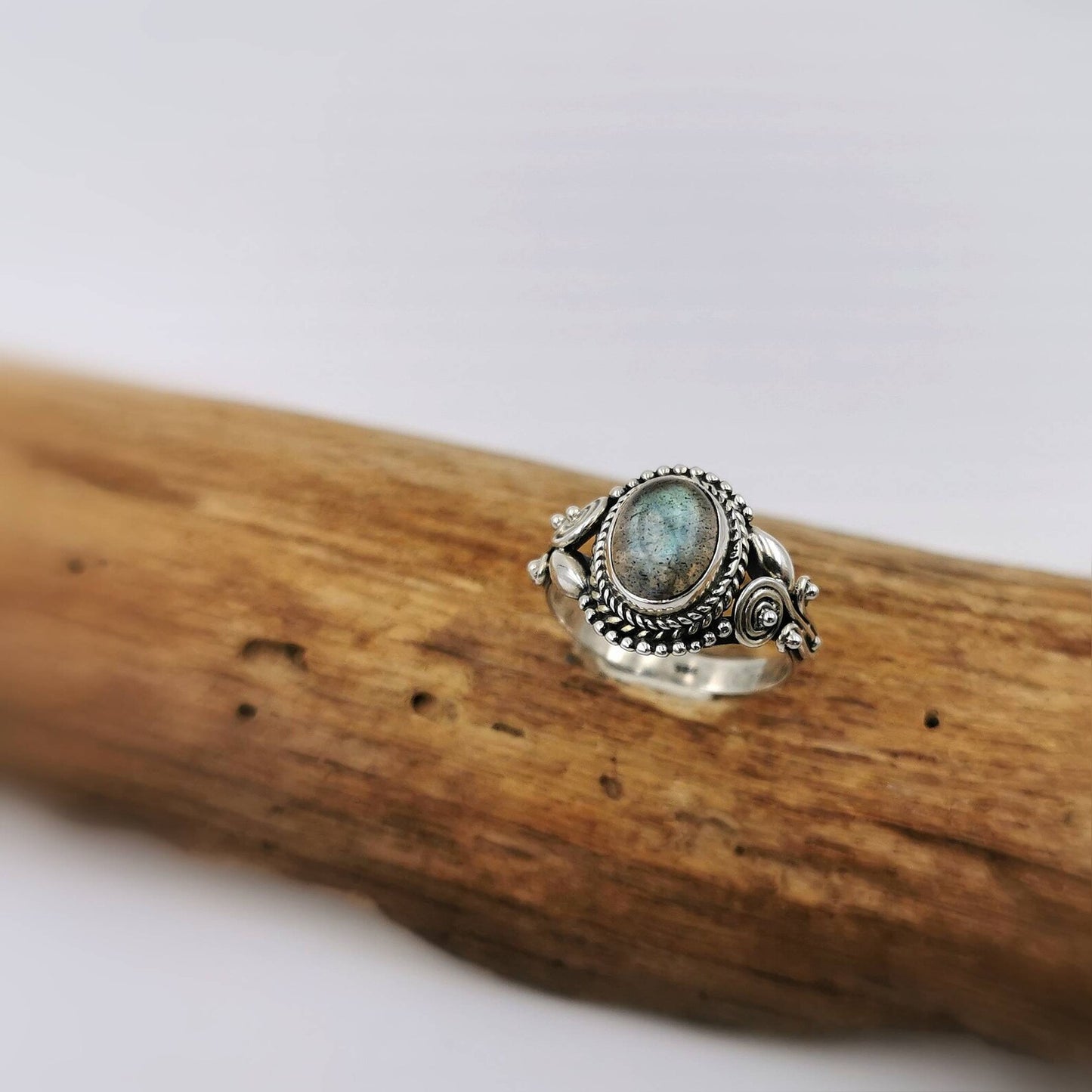 Anillo Boho Clásico de Plata 925 con Piedra Natural