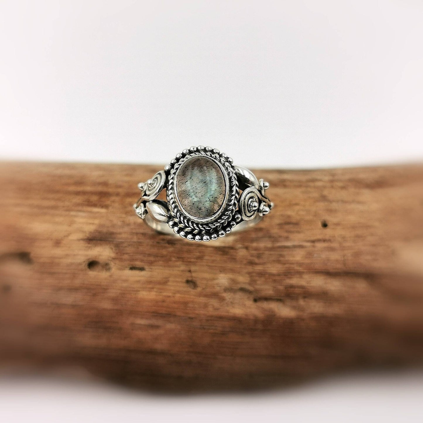 Anillo Boho Clásico de Plata 925 con Piedra Natural
