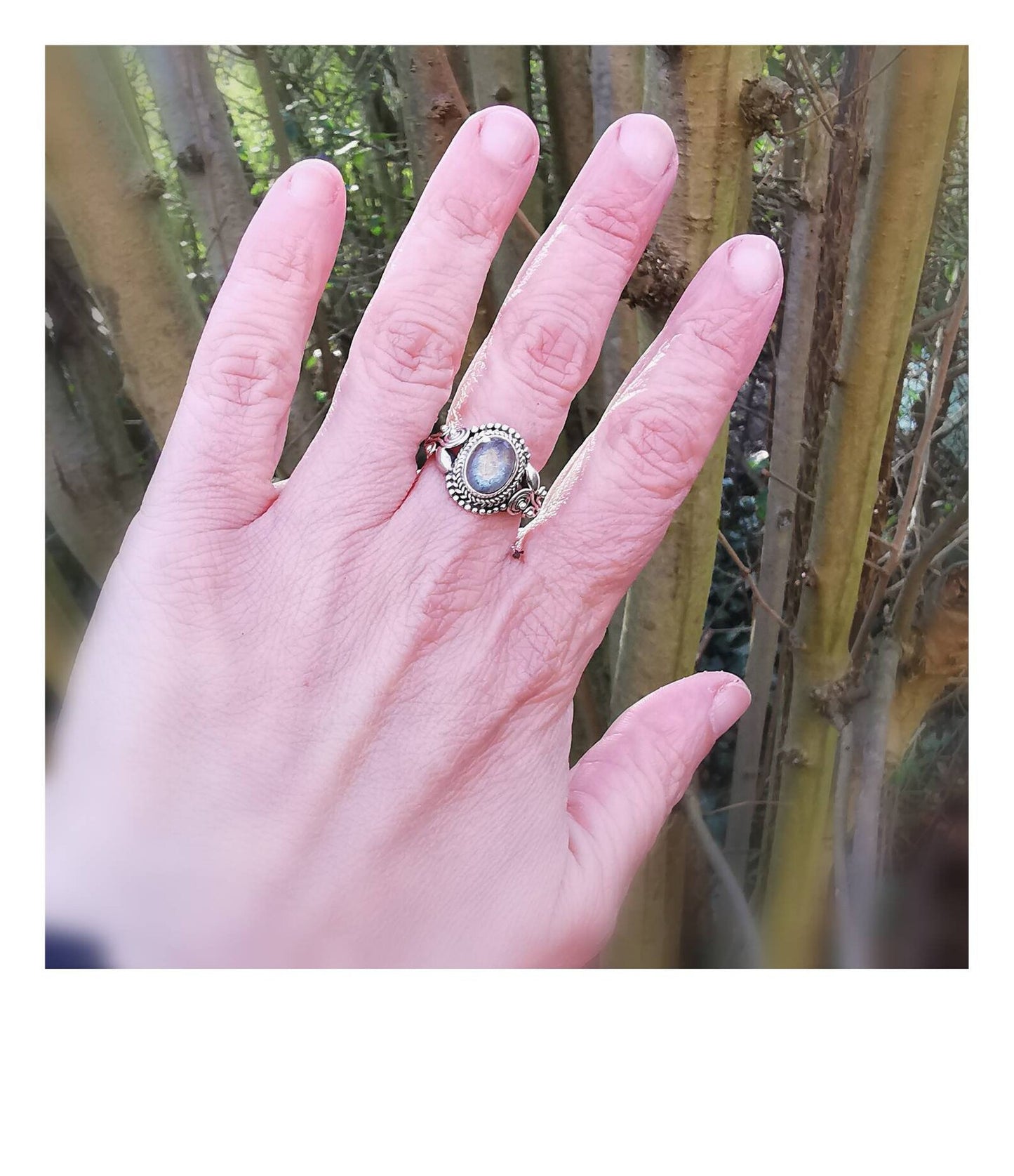 Anillo Boho Clásico de Plata 925 con Piedra Natural