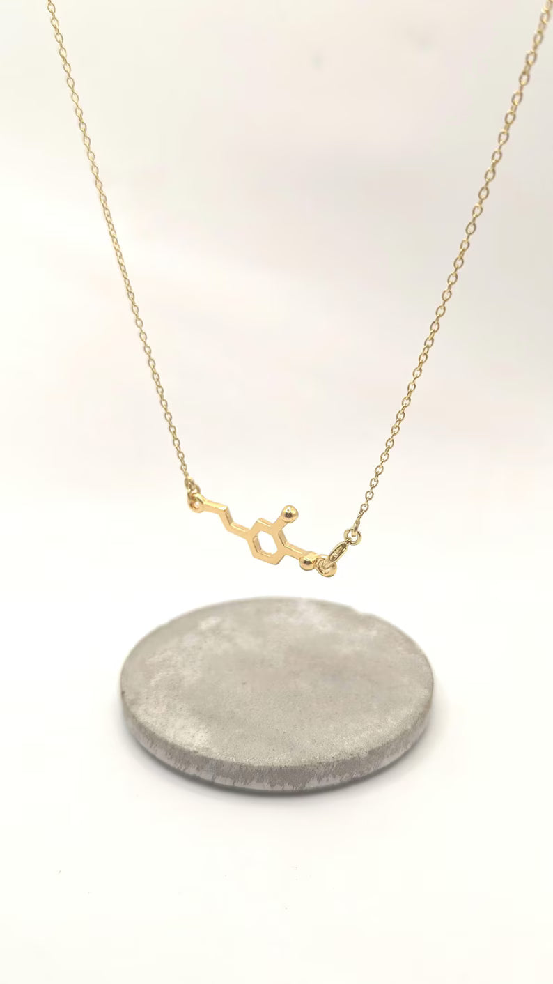 Collar Molécula de Dopamina – Energía, Motivación y Alegría en Plata 925 u bañado en Oro 18k