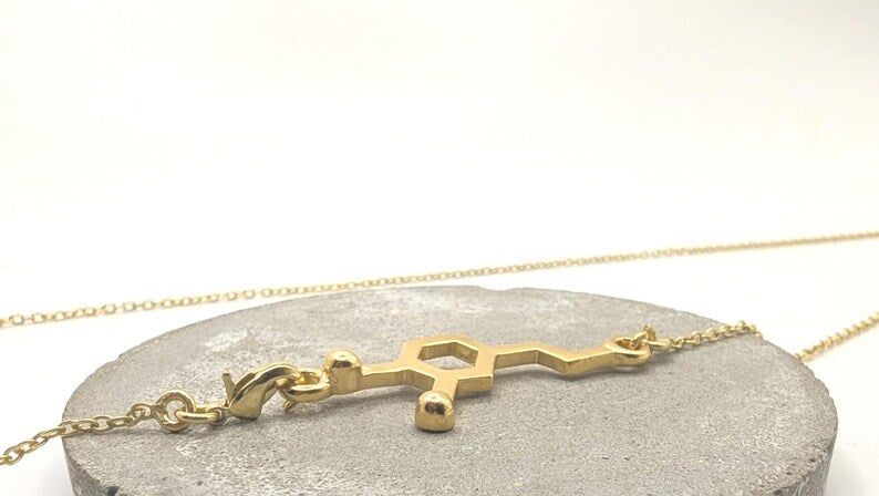 Collar Molécula de Dopamina – Energía, Motivación y Alegría en Plata 925 u bañado en Oro 18k