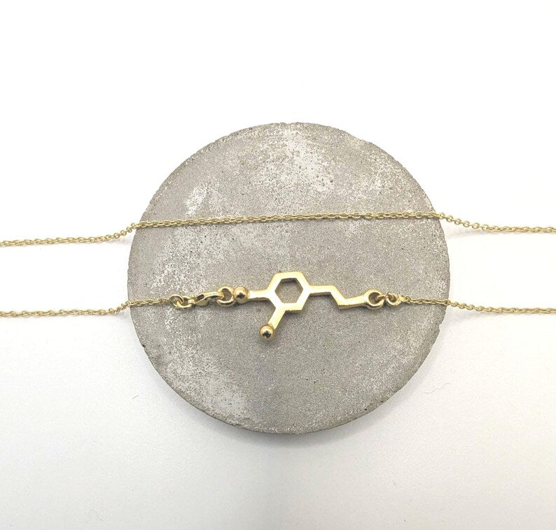 Collar Molécula de Dopamina – Energía, Motivación y Alegría en Plata 925 u bañado en Oro 18k
