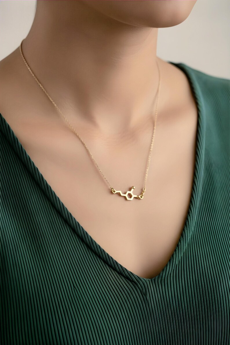 Collar Molécula de Dopamina – Energía, Motivación y Alegría en Plata 925 u bañado en Oro 18k