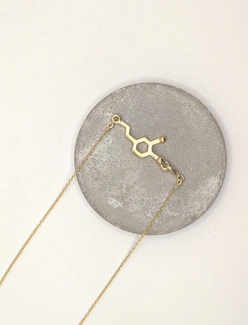 Collar Molécula de Dopamina – Energía, Motivación y Alegría en Plata 925 u bañado en Oro 18k