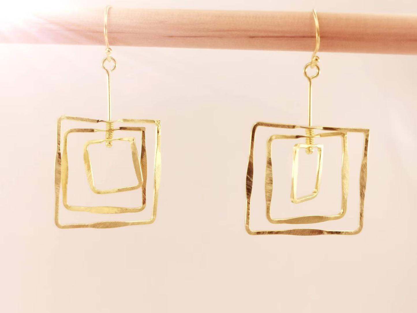 Aros Cuadrados Móviles en Plata 925 Bañados en Oro 18K – Hechos a Mano