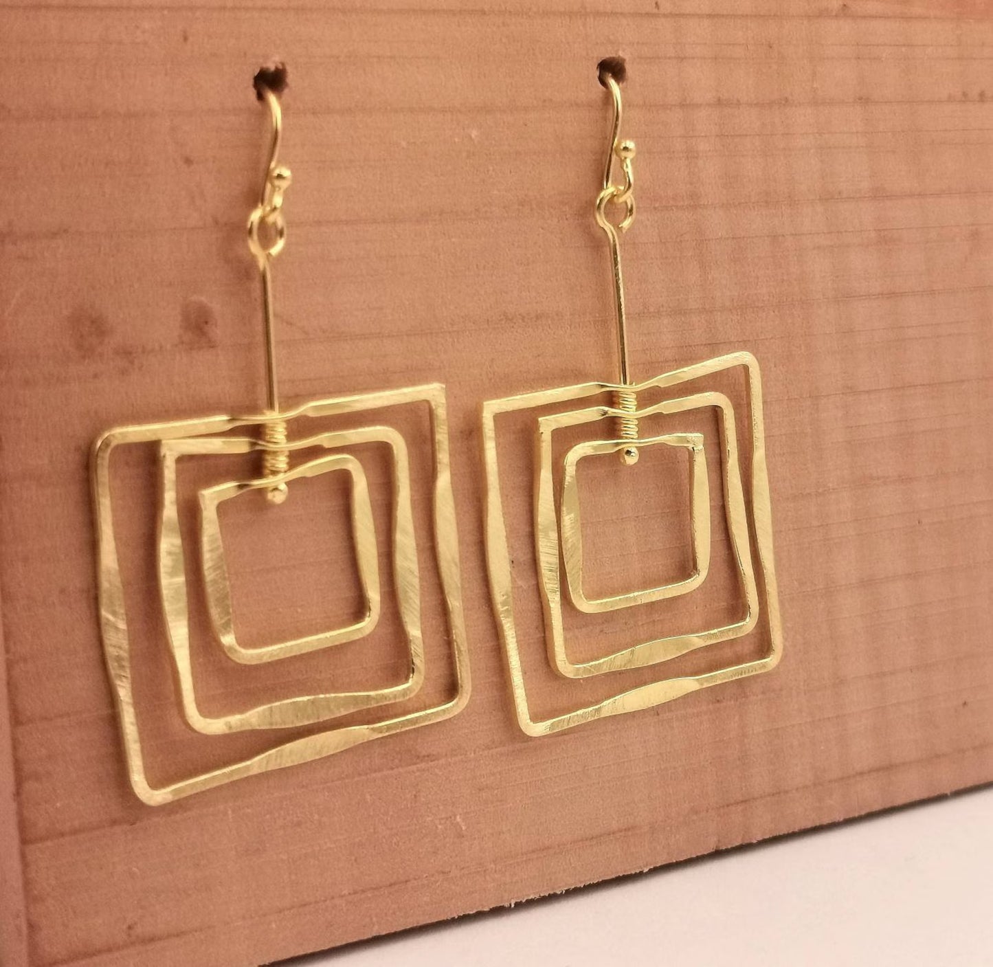 Aros Cuadrados Móviles en Plata 925 Bañados en Oro 18K – Hechos a Mano