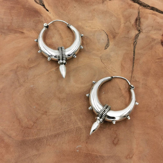 Aros Tribales Grandes con Puntas en Plata 925