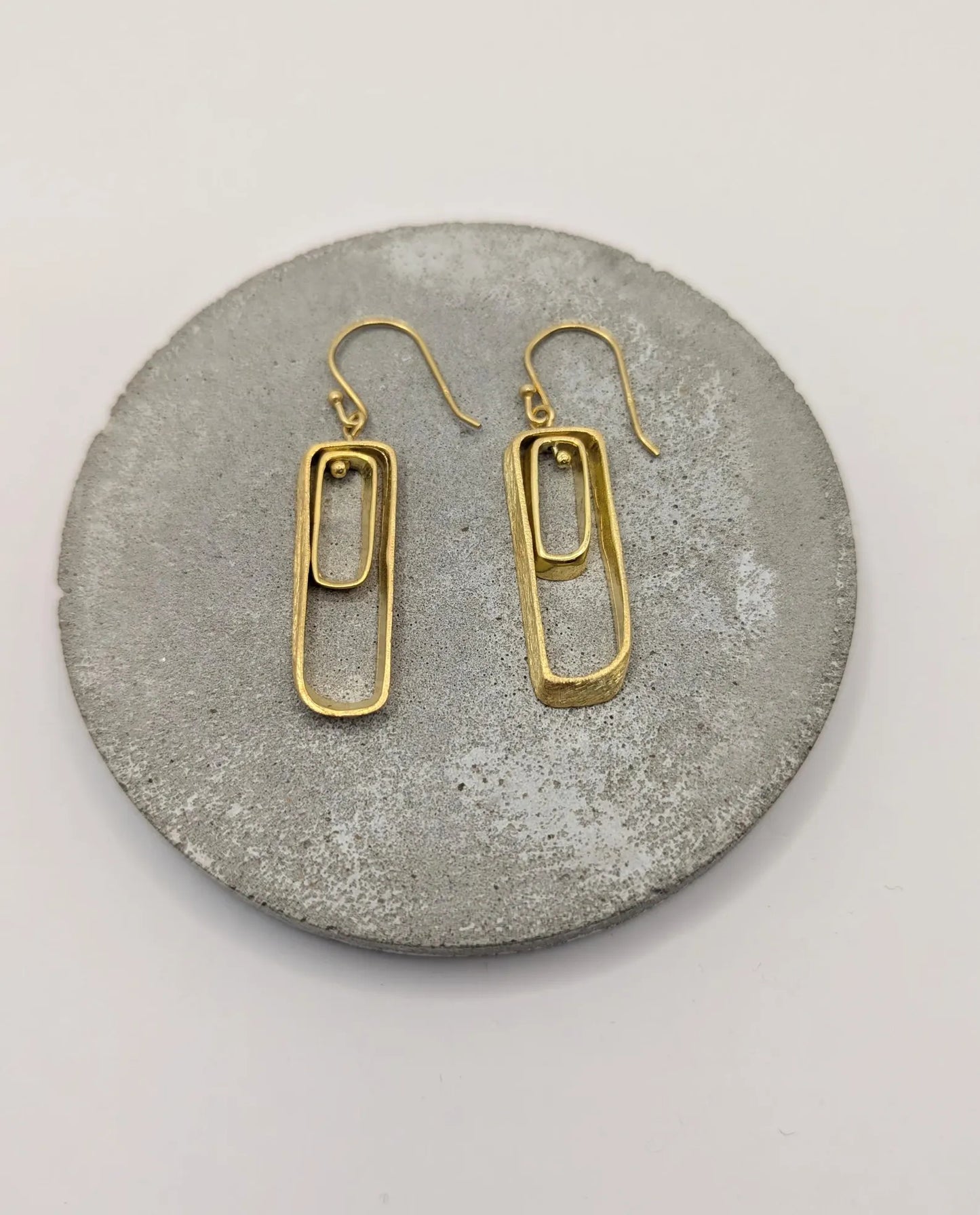 Aros Rectángulo Doble en Plata 925 Bañados en Oro 18k