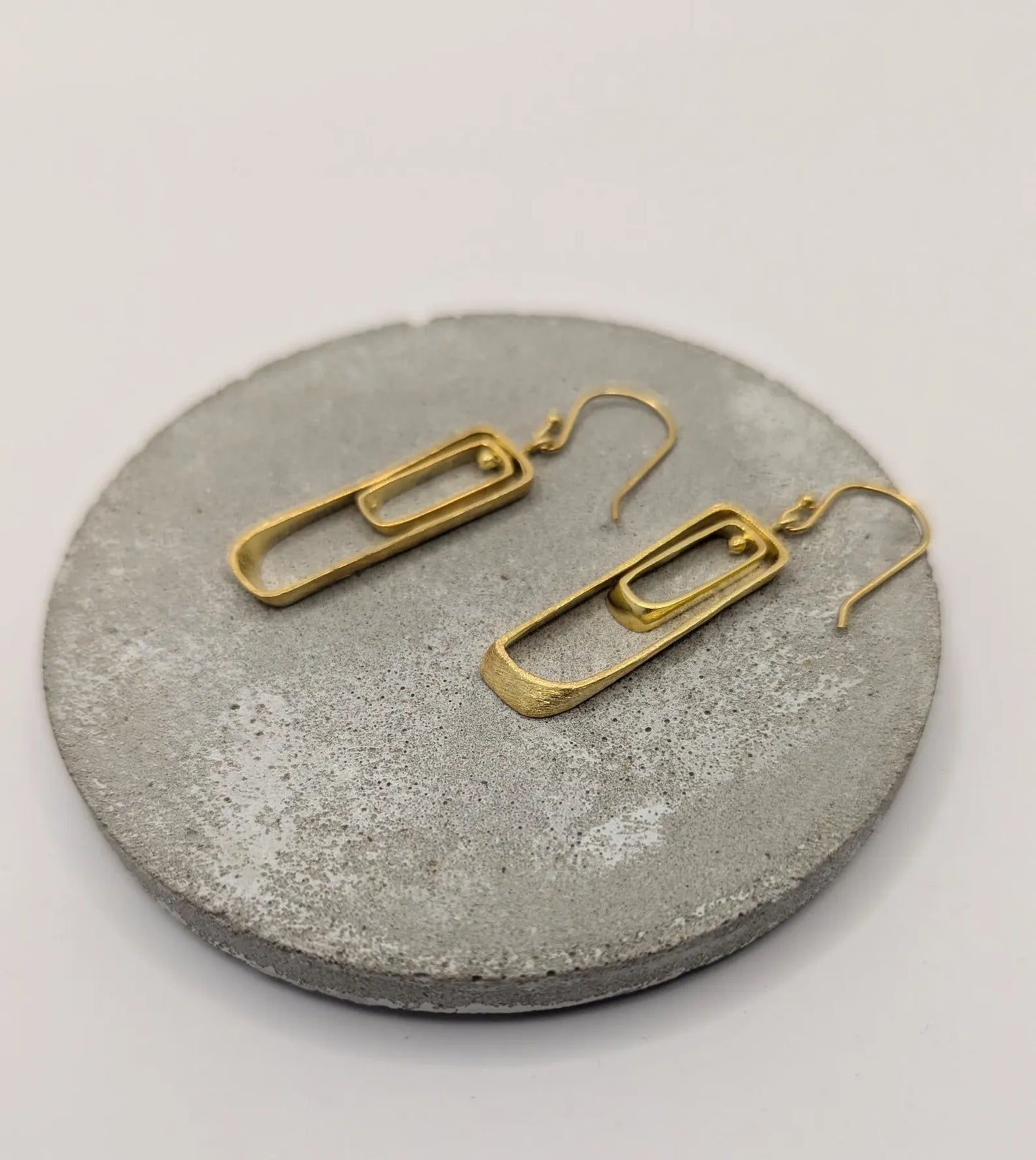 Aros Rectángulo Doble en Plata 925 Bañados en Oro 18k