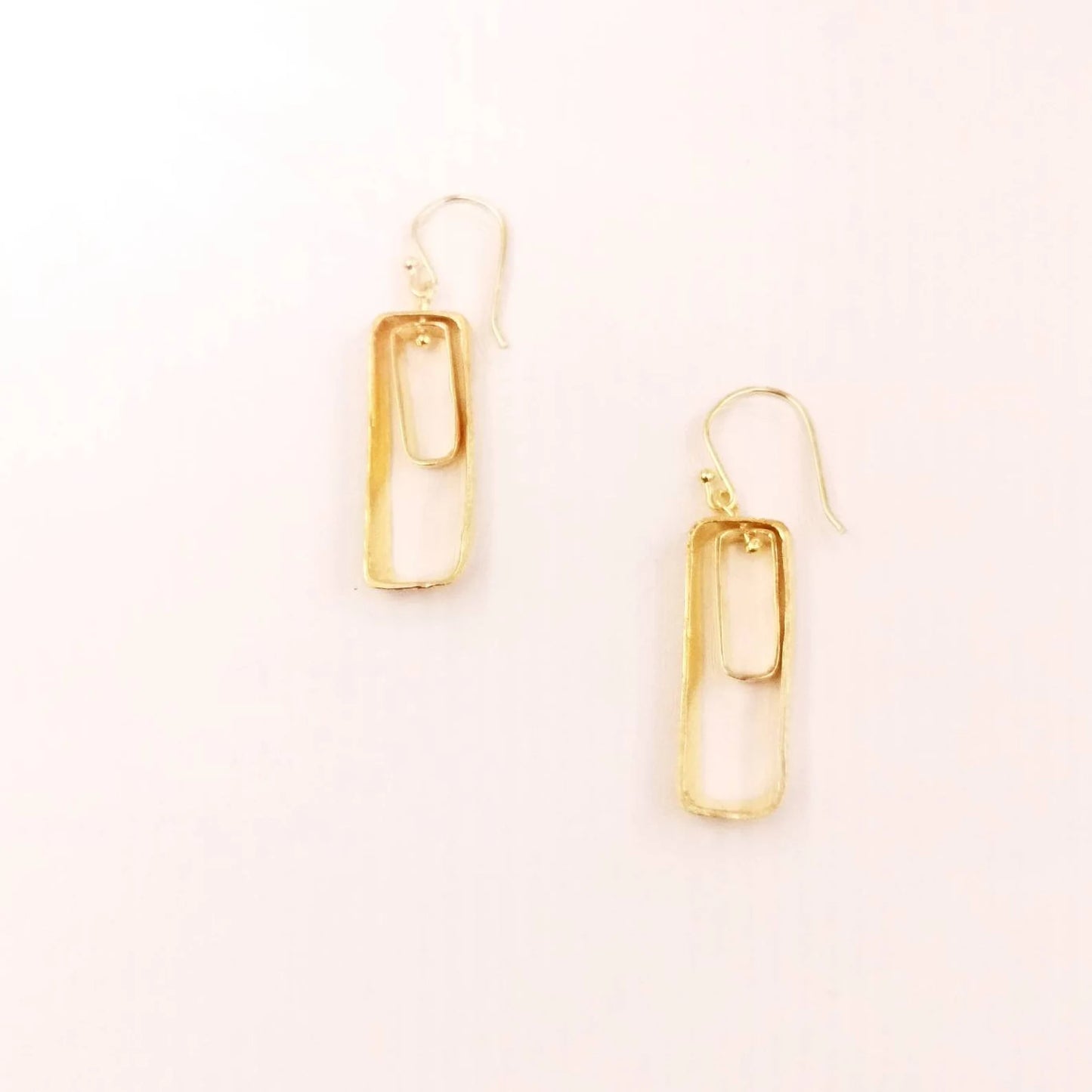 Aros Rectángulo Doble en Plata 925 Bañados en Oro 18k