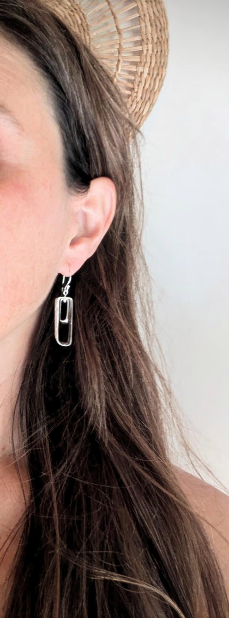 Aros Minimalistas de Plata 925 – Doble Rectángulo Móvil