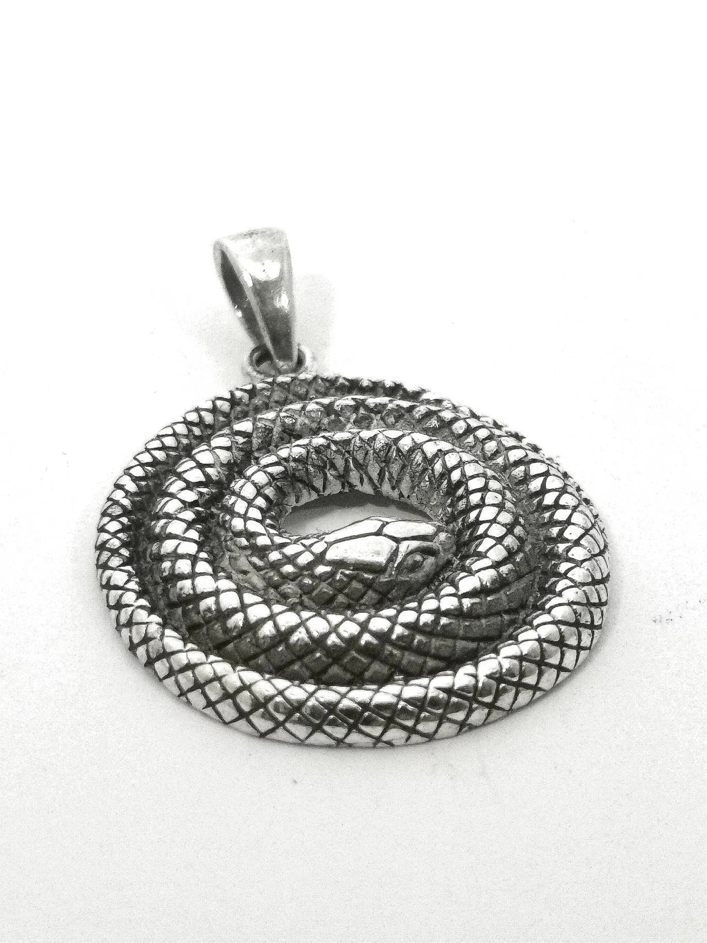 Colgante Serpiente Enrollada en Plata 925 con Cadena