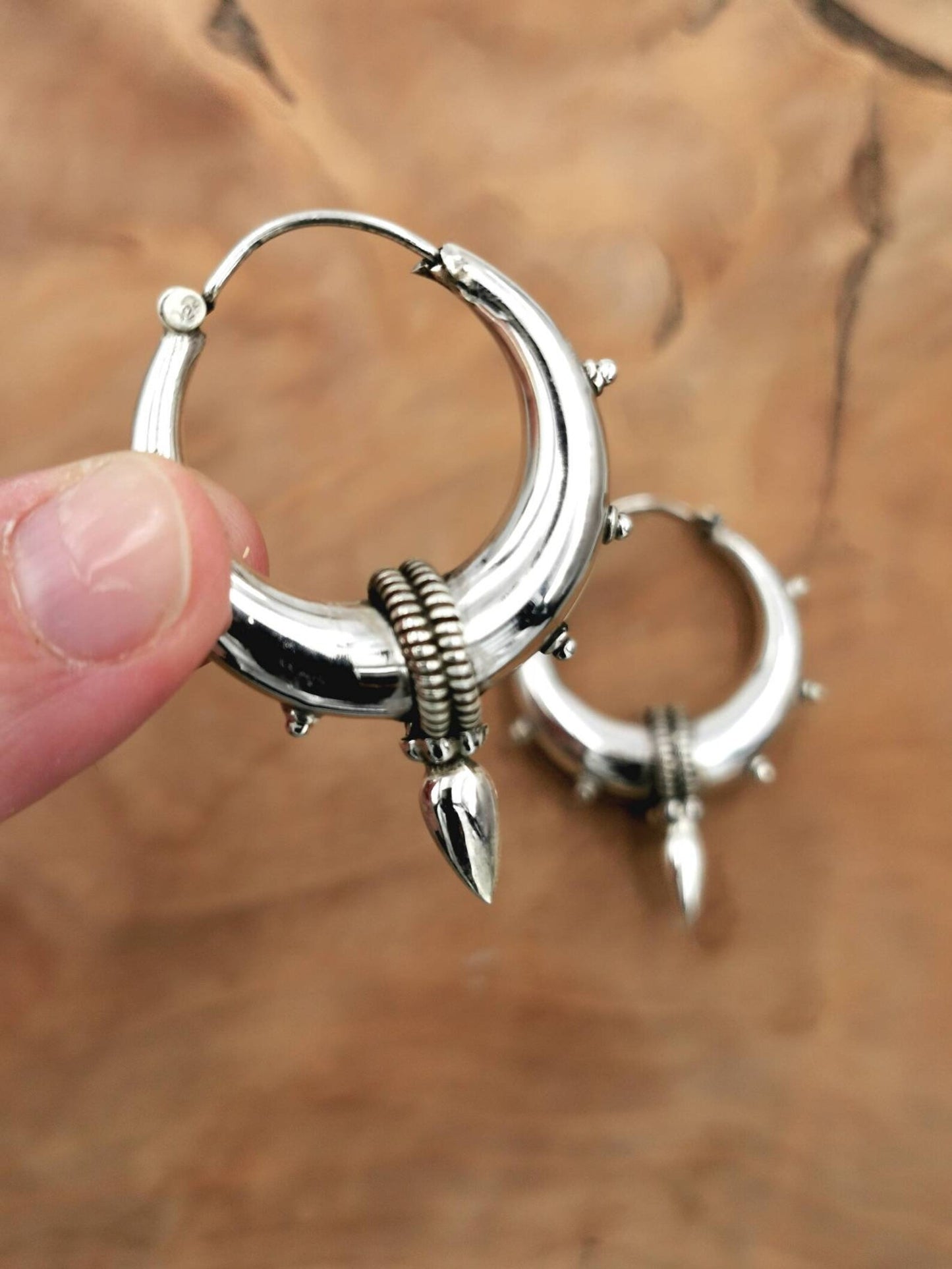 Aros Tribales Grandes con Puntas en Plata 925