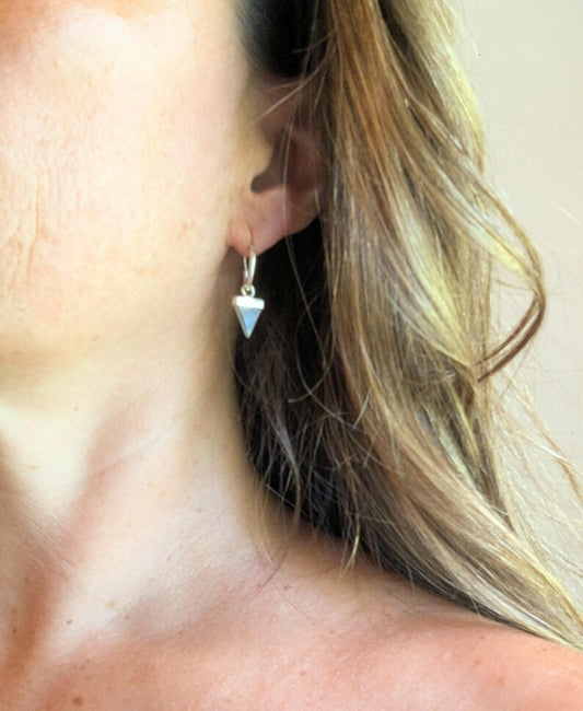 Aros Aro de Plata 925 con Piedra Luna Arcoíris Natural