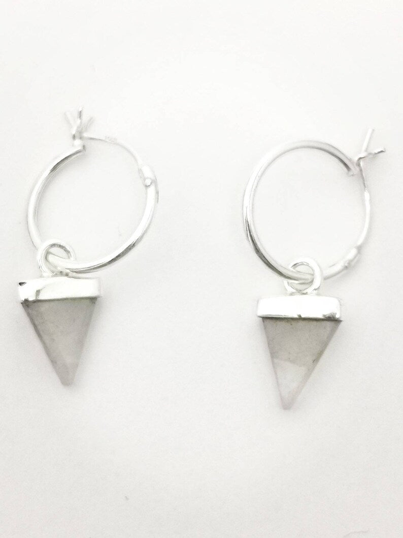 Aros Aro de Plata 925 con Piedra Luna Arcoíris Natural